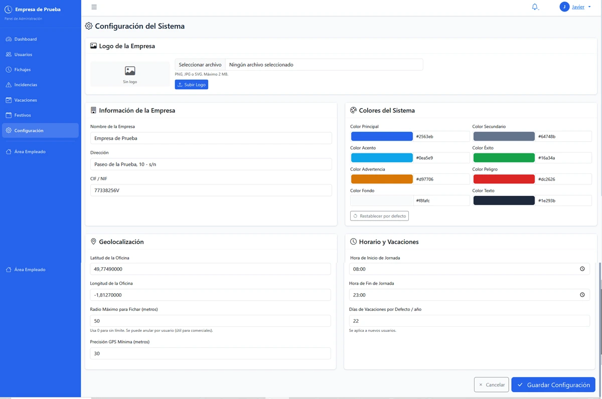 Configuración inicial y geolocalización del sistema